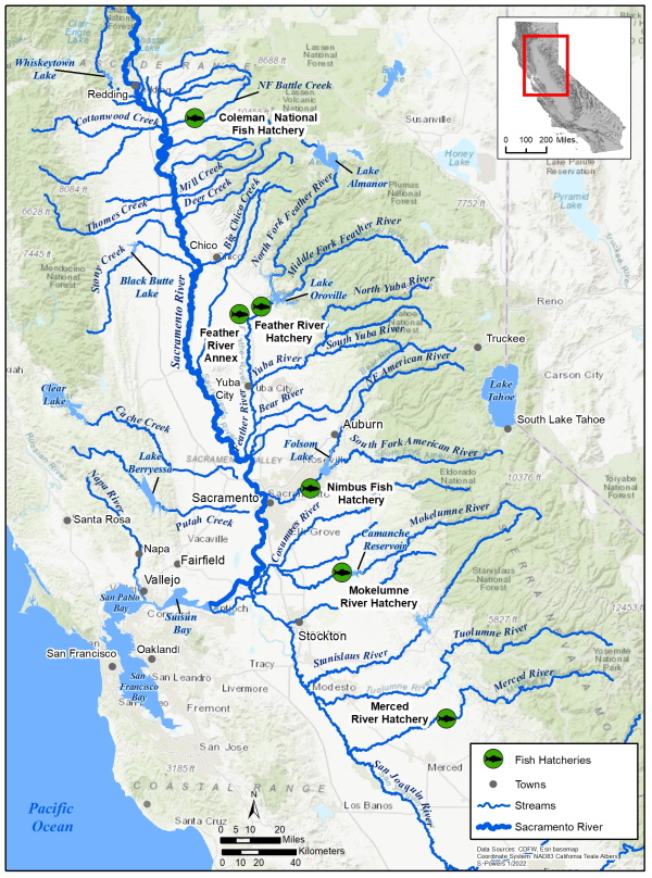 Central Valley Hatcheries Map